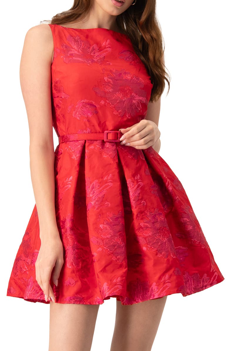 IVONNE Sleeveless Midi Dress with Round Neck, Main, color, Red