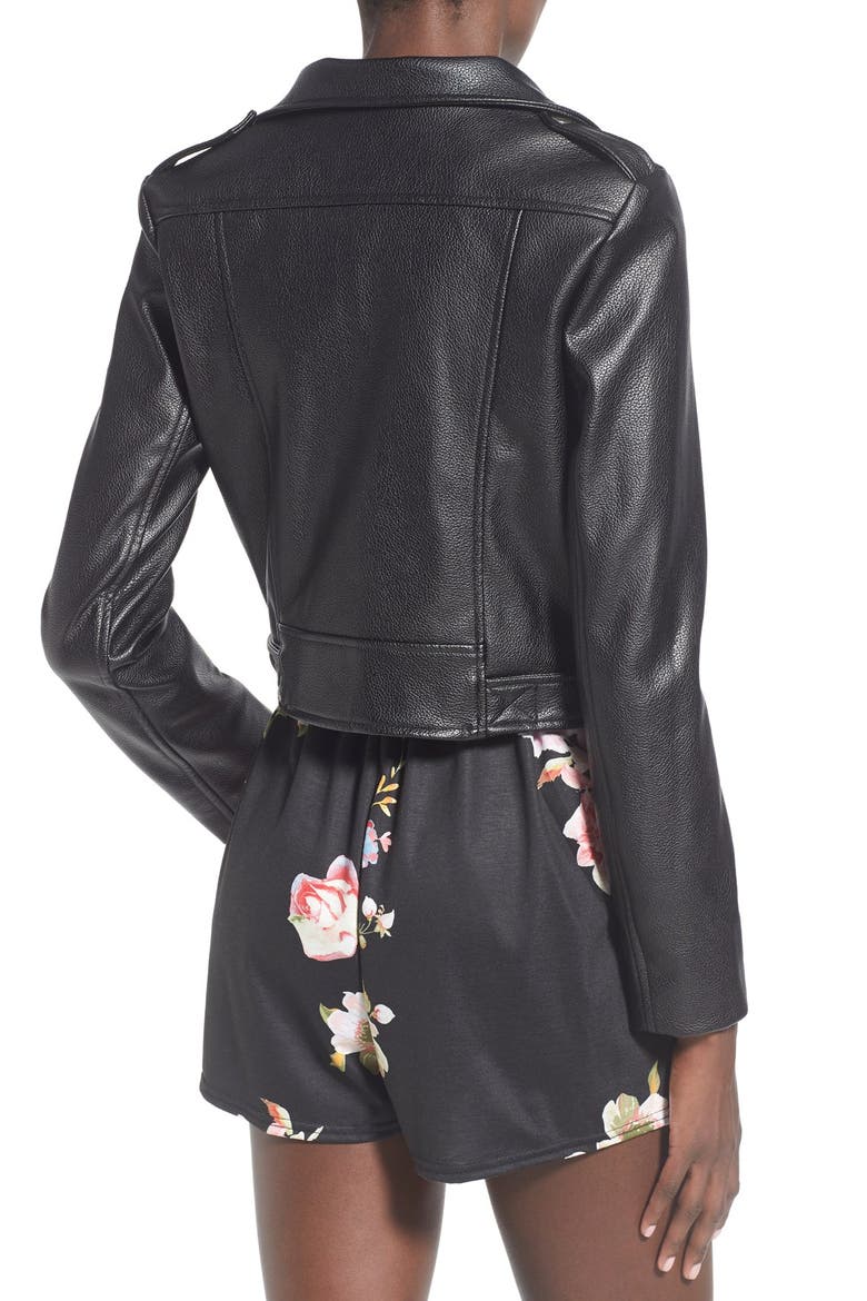 'Zazula' Faux Leather Moto Jacket, Alternate, color, BLACK