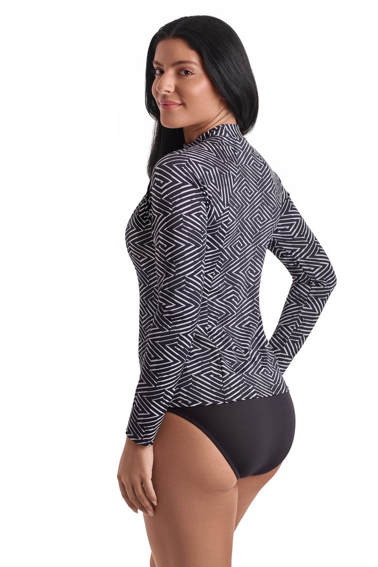 Long Sleeve Full Zip Chlorine Resistant Sunshirt, Alternate, color, In Graphic Detail