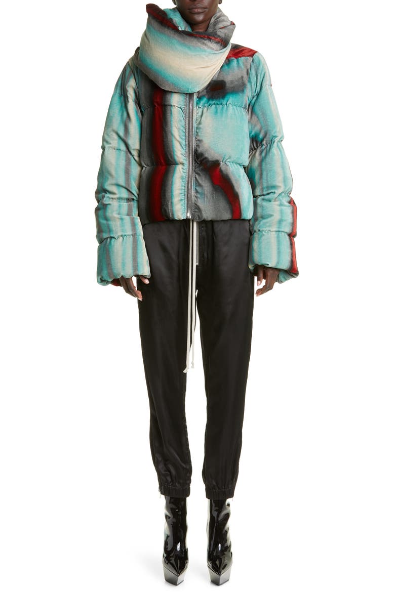 Funnel Neck Down Fill Puffer Jacket, Alternate, color, TEAL RED