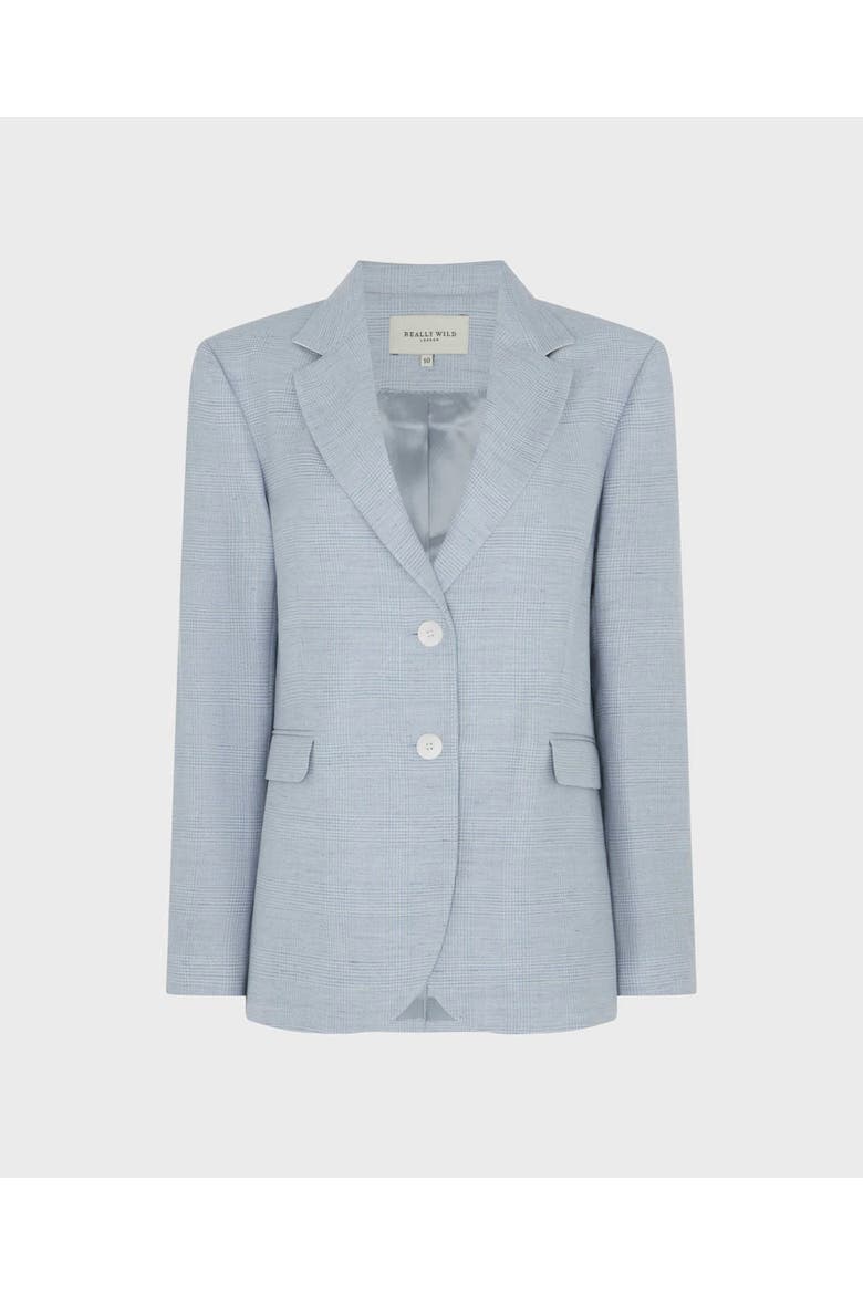 Egerton Linen Blend Jacket, Main, color, Blue And Cream Check