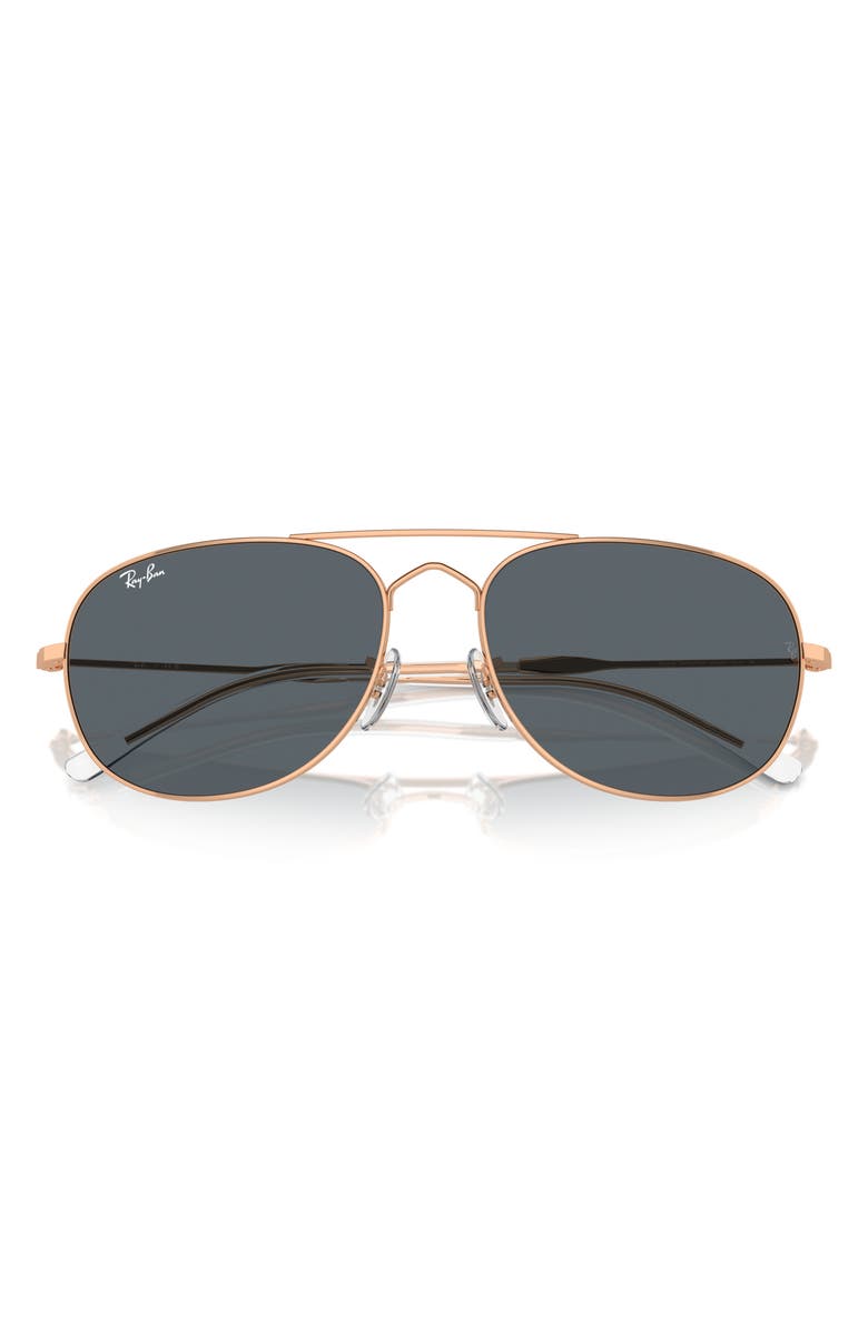 Ray-Ban Bain Bridge 57mm Pillow Aviator Sunglasses, Alternate, color, Rose Gold
