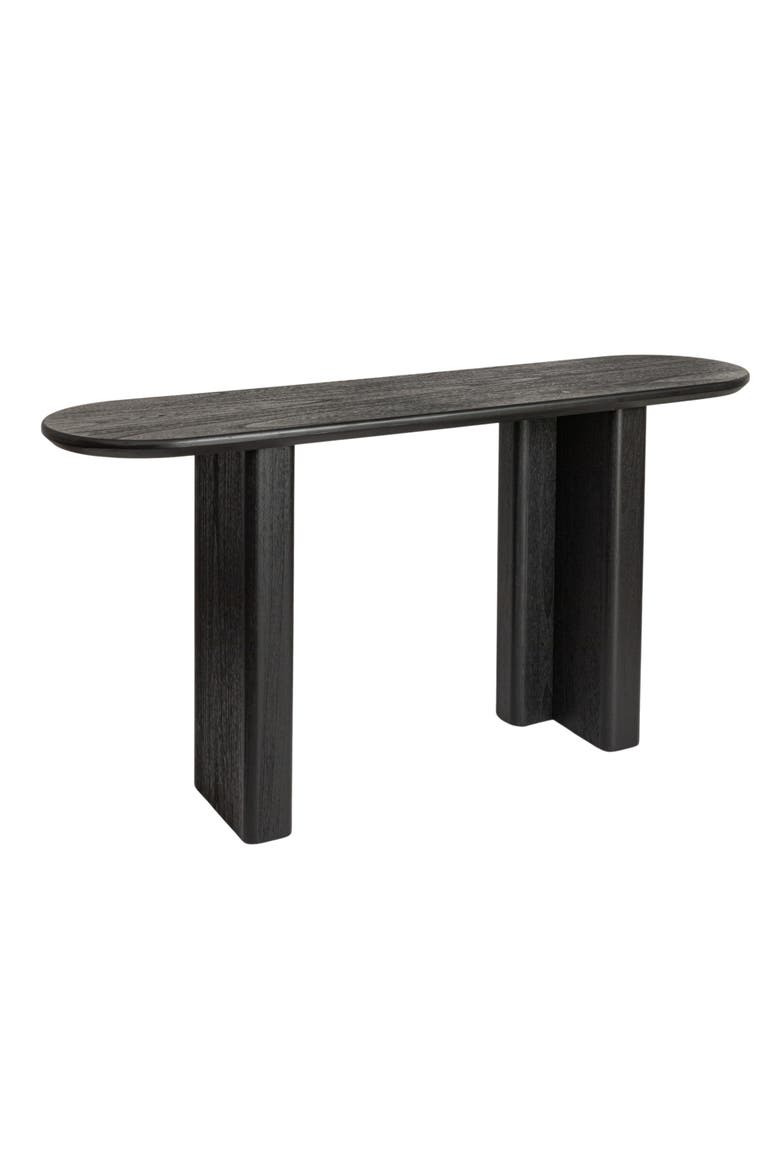 Asymmetrical Firwood and Sycamore Wood Console Table, Black, Main, color, Black