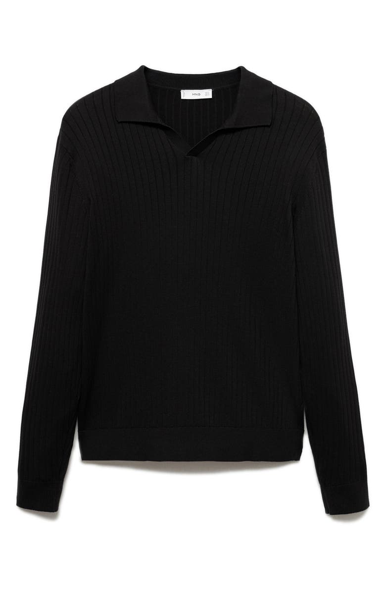 MANGO Long Sleeve Rib Knit Polo Sweater, Main, color, 