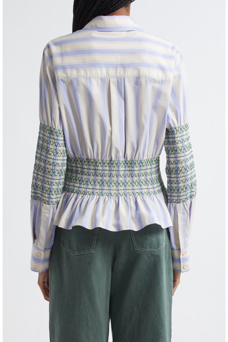 Stripe Smock Detail Organic Cotton Button-Up Shirt, Alternate, color, PASTEL STRIPES