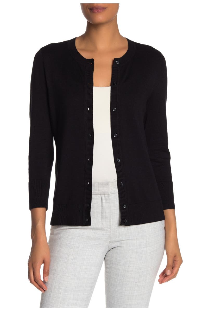 Halogen<sup>®</sup> Crew Neck Button Front Cardigan, Main, color, 