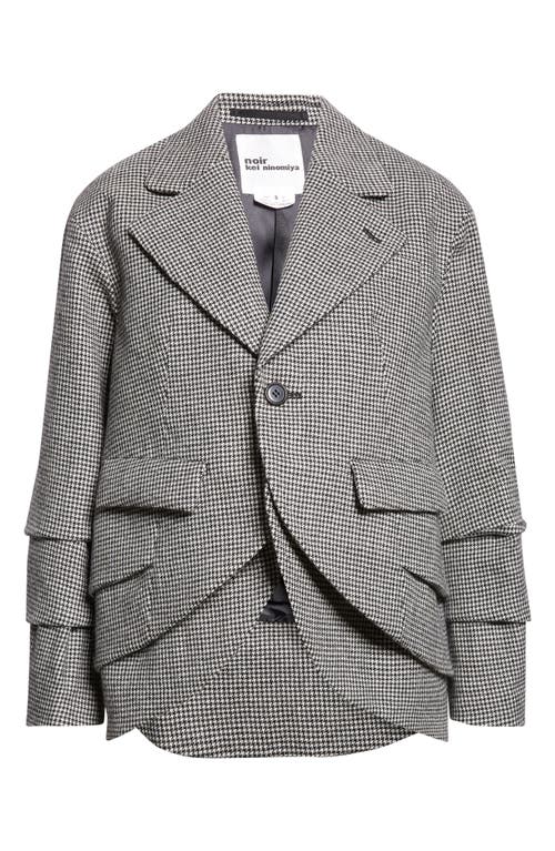 Noir Kei Ninomiya Houndstooth Wool Blend Tweed Blazer In Multi