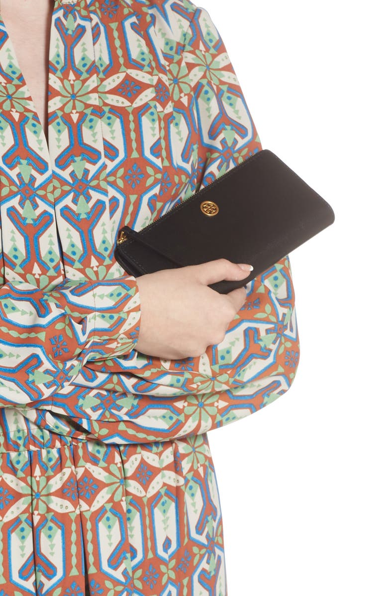 Tory Burch Robinson Leather Slim Zip Wallet, Alternate, color,