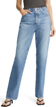 AG Ezzra High Waist Distressed Straight Leg Jeans