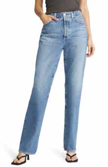 AG Ezzra High Waist Distressed Straight Leg Jeans