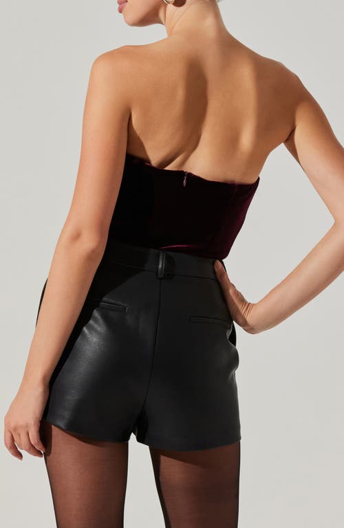Astr Arista Sweetheart Velvet Top In Plum In Burgundy