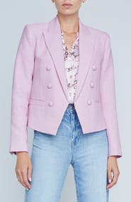 L'AGENCE Brooke Texture Double Breasted Crop Blazer