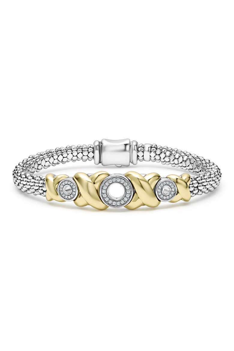 Embrace XOX Diamond Rope Bracelet, Main, color, SILVER/ GOLD