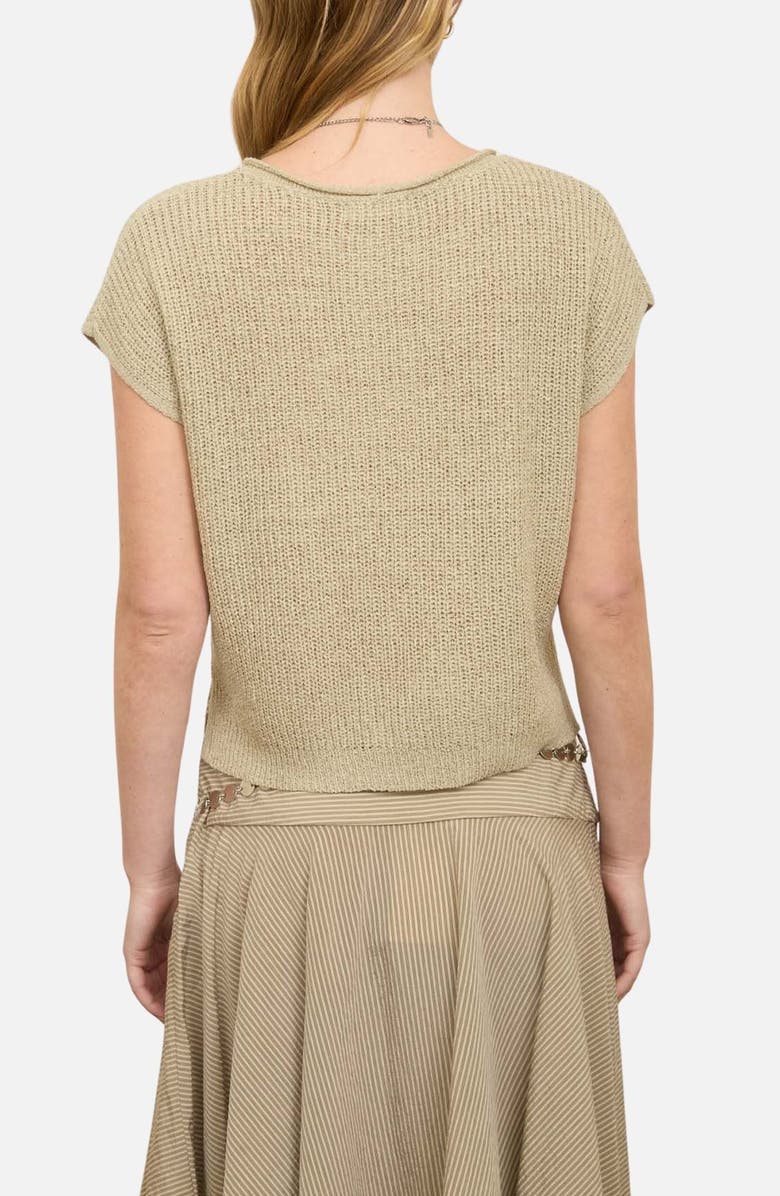 Blu Pepper Batwing Sleeve Split Neck Sweater, Alternate, color, Light Olive