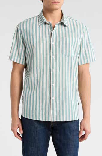 Union Promenade Stripe Slub Cotton Short Sleeve Button-Up Shirt