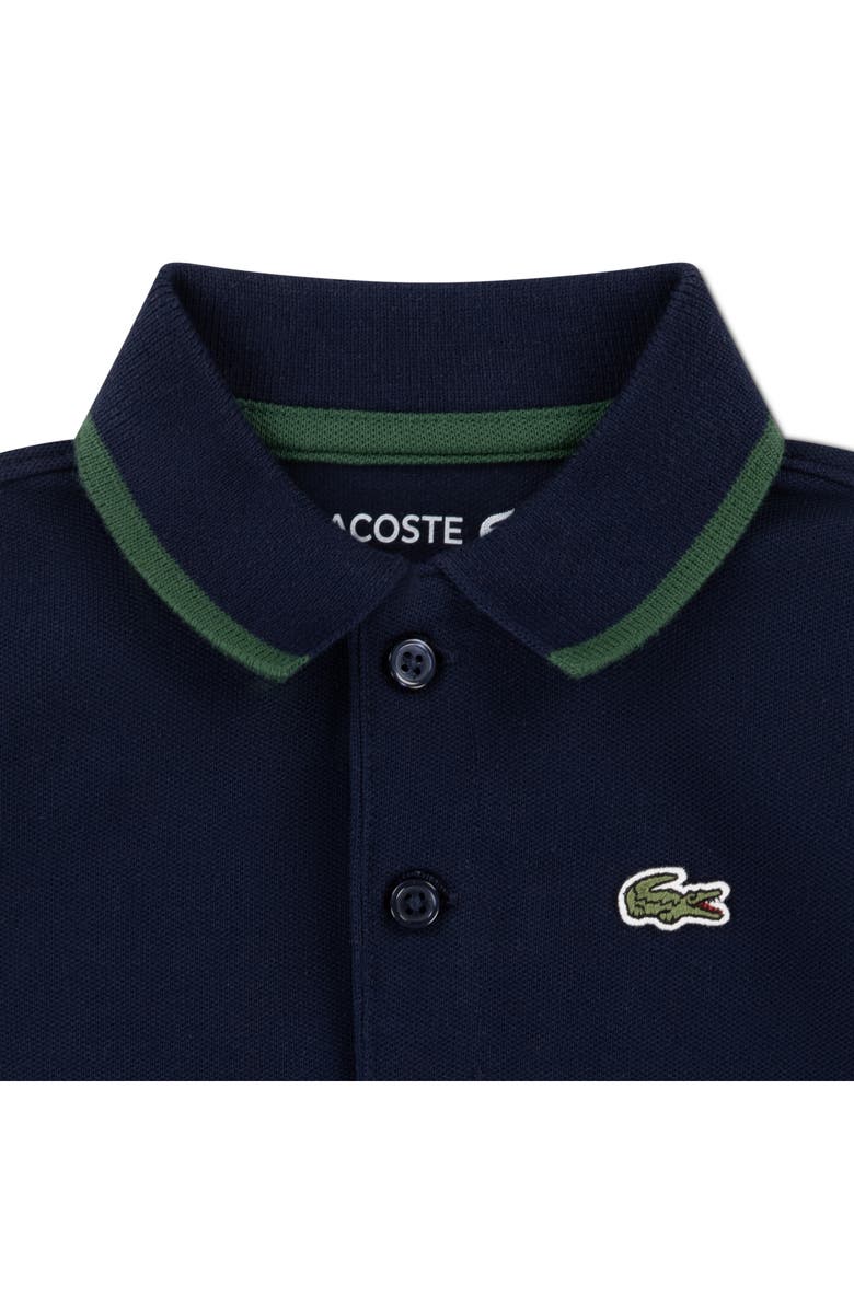 Lacoste Polo Collar Stretch Cotton Piqué Romper, Alternate, color, Marine