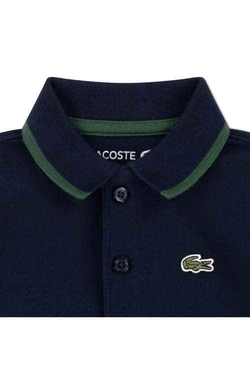 Lacoste Polo Collar Stretch Cotton Piqué Romper In Black