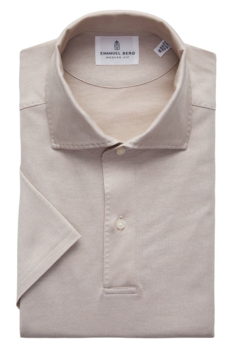 Textured Luxe Polo, Alternate, color, LIGHT BEIGE