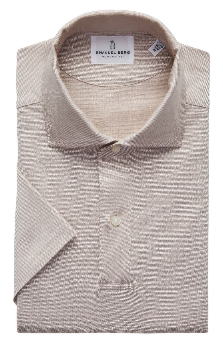 Emanuel Berg Textured Luxe Polo, Alternate, color, Light Beige