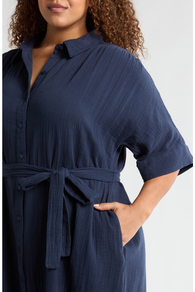 Belted Midi Shirtdress, Alternate, color, NAVY BLAZER