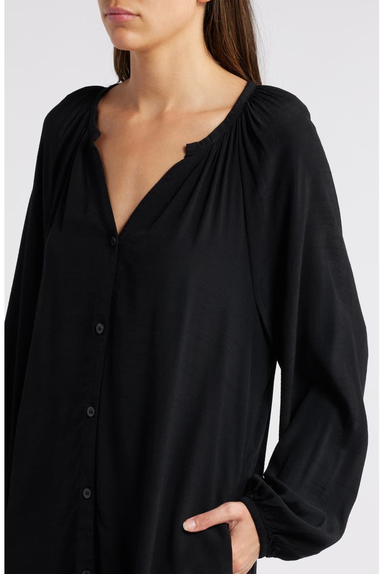 Flowy Button Front Minidress, Alternate, color, BLACK