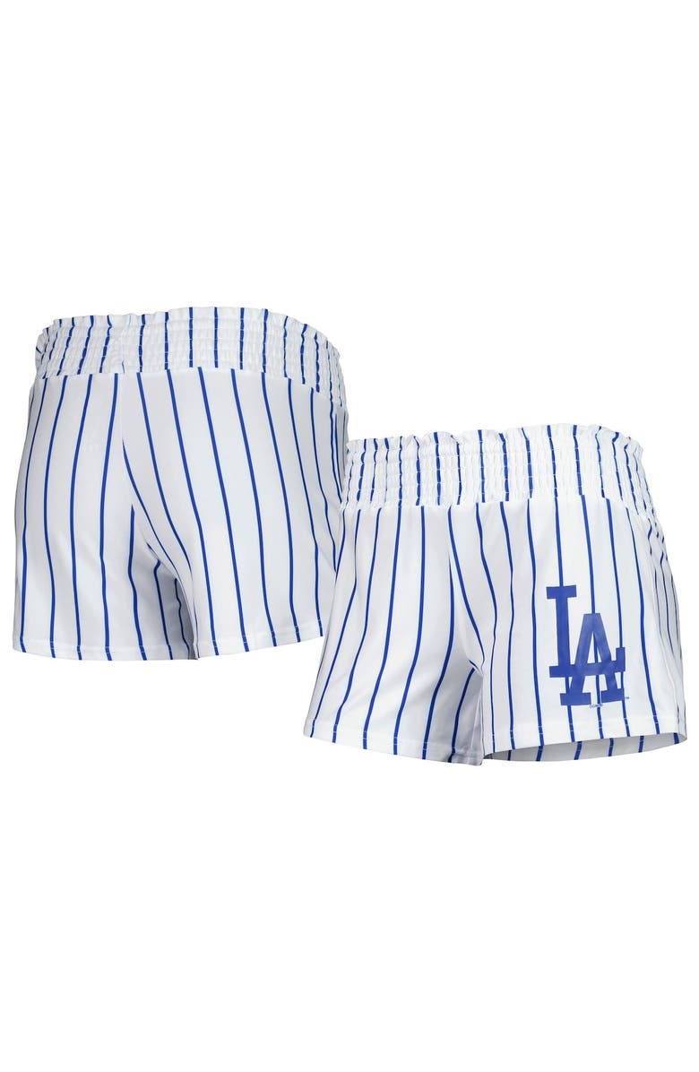 CONCEPTS SPORT Women's Concepts Sport White Los Angeles Dodgers Reel Pinstripe Sleep Shorts, Main, color, 