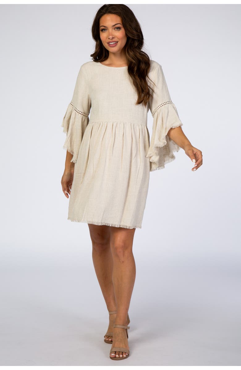 PinkBlush Raw Edge Bell Sleeve Babydoll Dress, Alternate, color, Cream