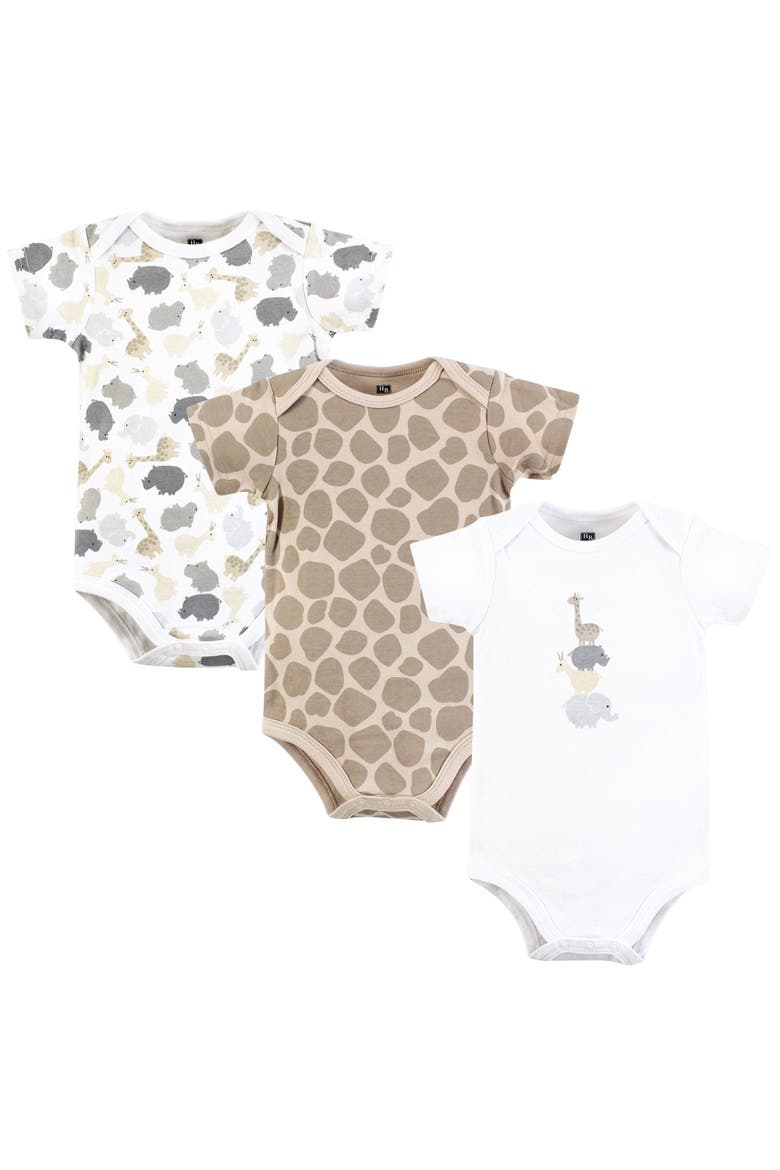 Cotton Bodysuits 3-Pack, Main, color, Safari Friends