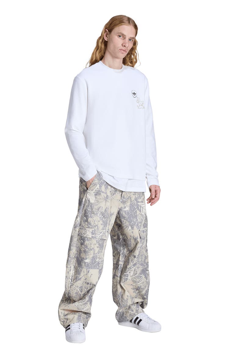 Originals Loose Fit Leaf Print Canvas Cargo Pants, Alternate, color, PUTTY GREY/ GREY / BEIGE
