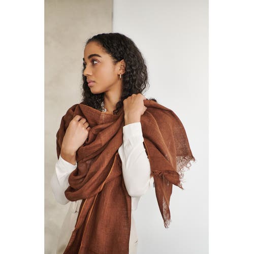 Studio Variously Coco Brown Hand Woven Linen Scarf In Brown