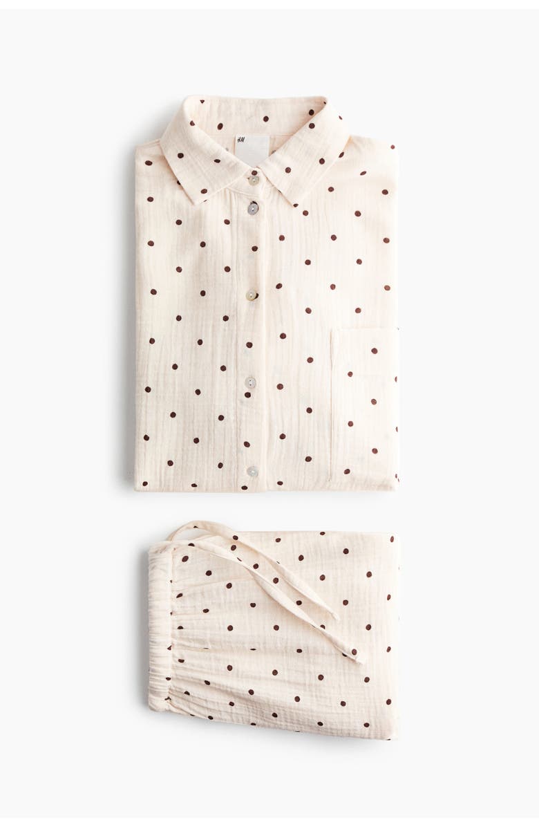 H&M Mama Before & After Muslin Pyjamas, Alternate, color, Cream/Dotted