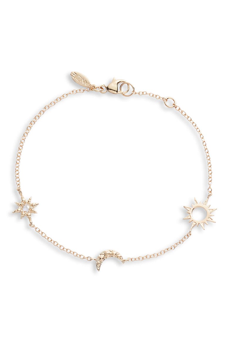 White Topaz Charm Bracelet, Main, color, YELLOW GOLD/ WHITE