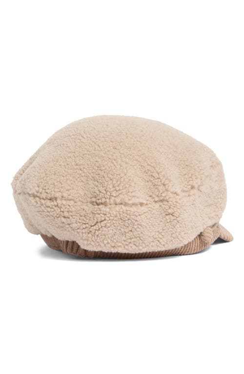 Bcbg Faux Shearling Corduroy Conductor Cap In Neutral
