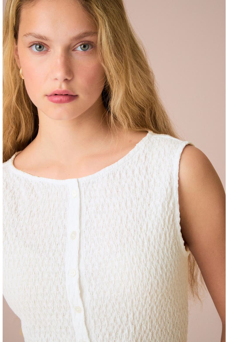 Textured Sleeveless Button-Front Top, Alternate, color, WHITE