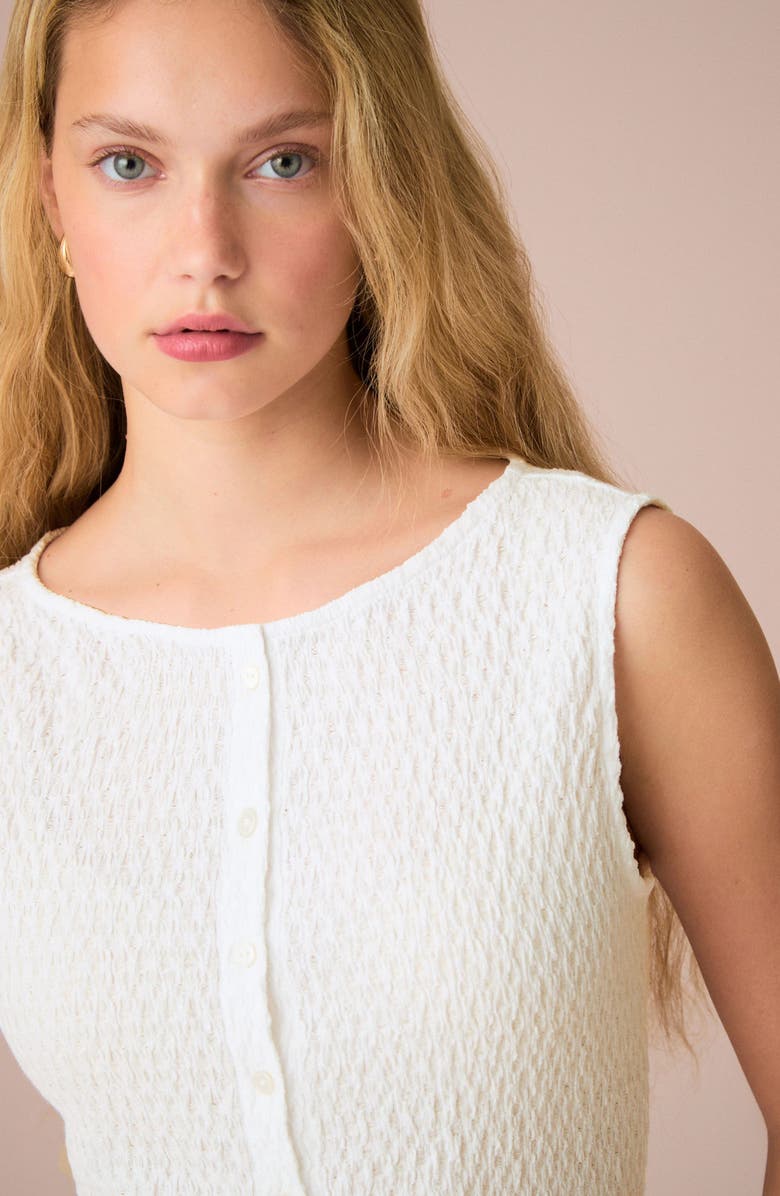 NEXT Textured Sleeveless Button-Front Top, Alternate, color, White