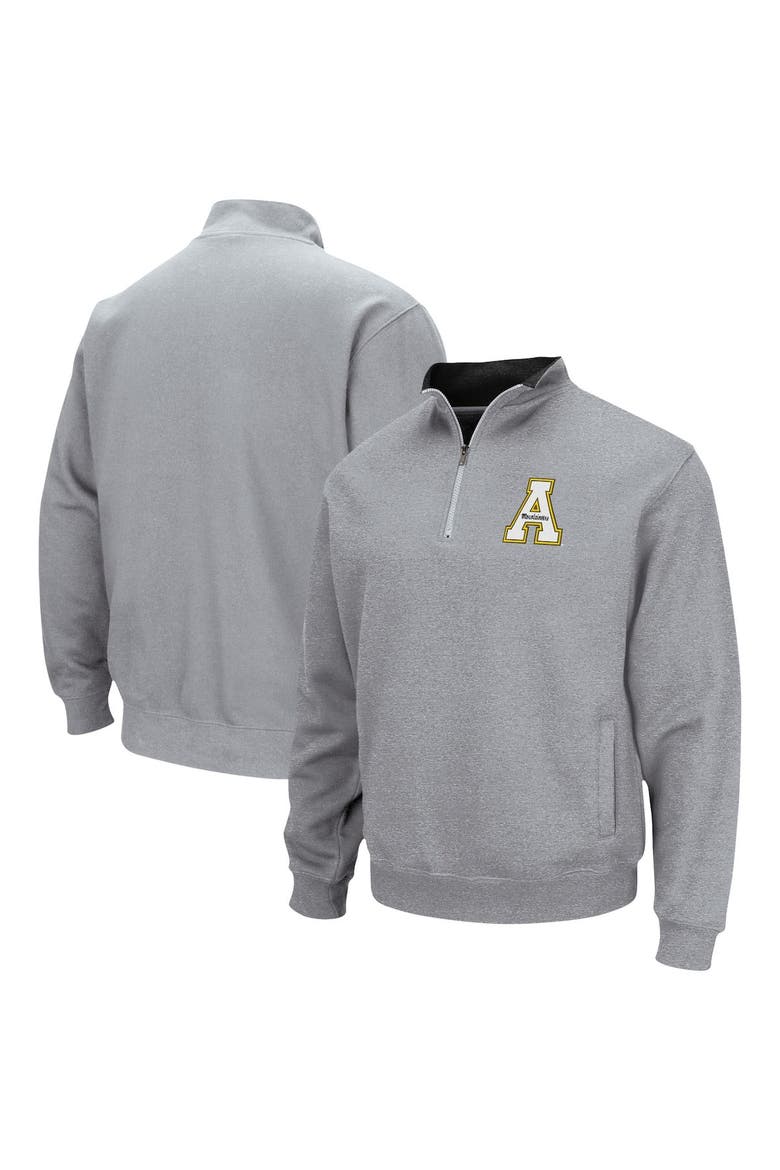 Men's Colosseum Heathered Gray Appalachian State Mountaineers Tortugas Team Logo Quarter-Zip Jacket, Main, color, Heather Gray