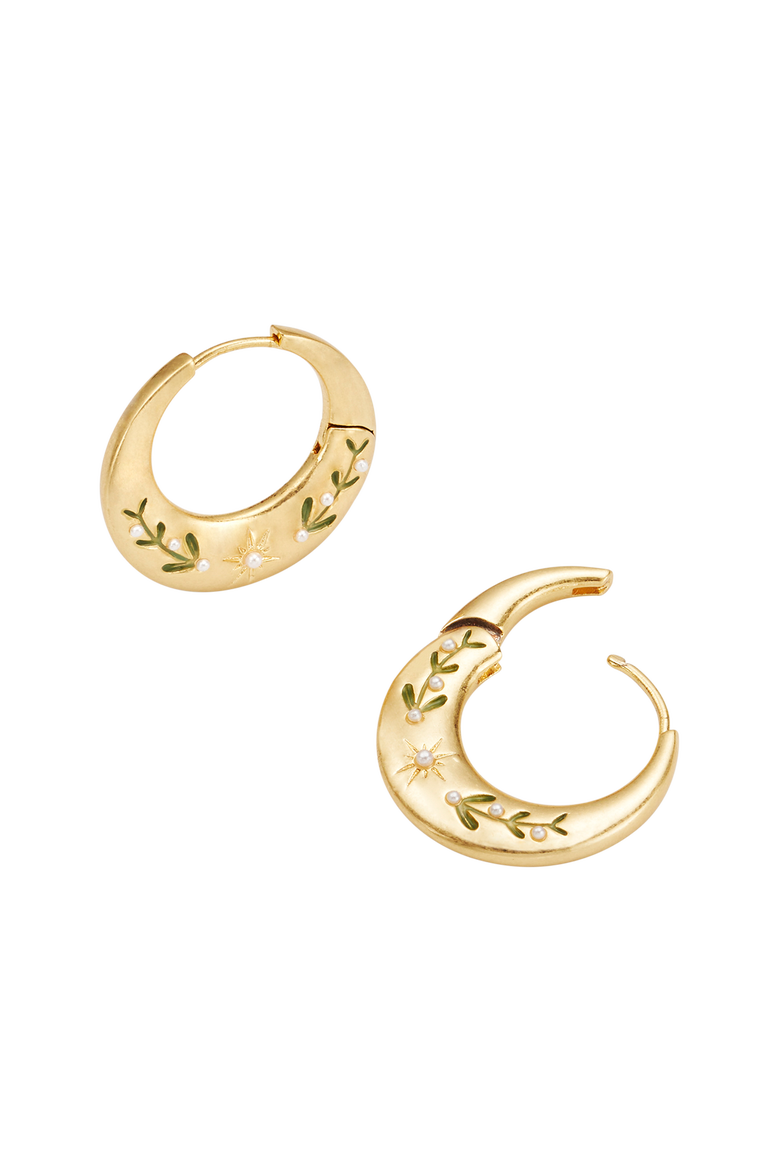 Niva Mistletoe Hoop Earrings, Alternate, color, Gold