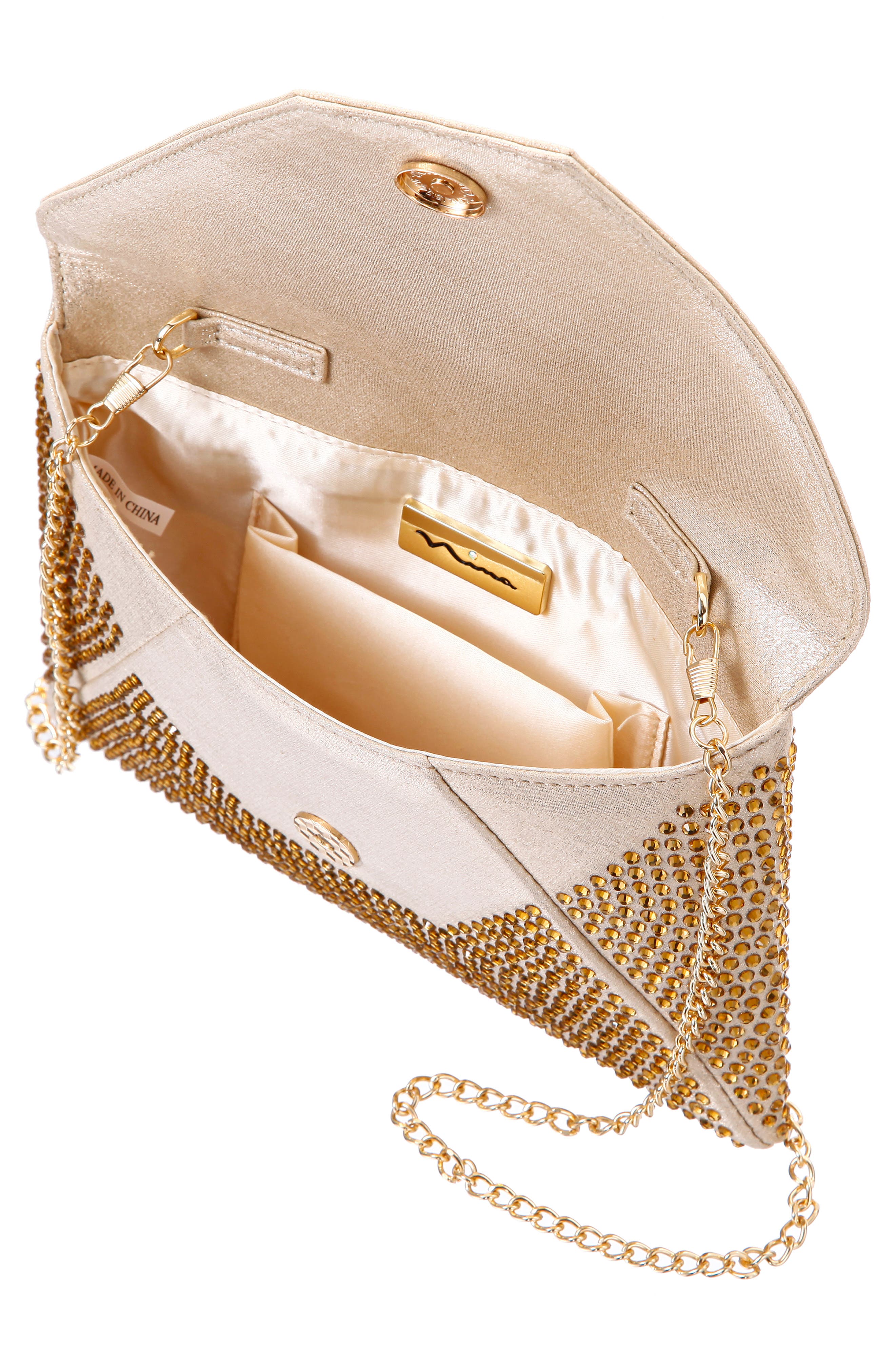 Nina Lorna Embellished Envelope Clutch, Alternate, color, Gold