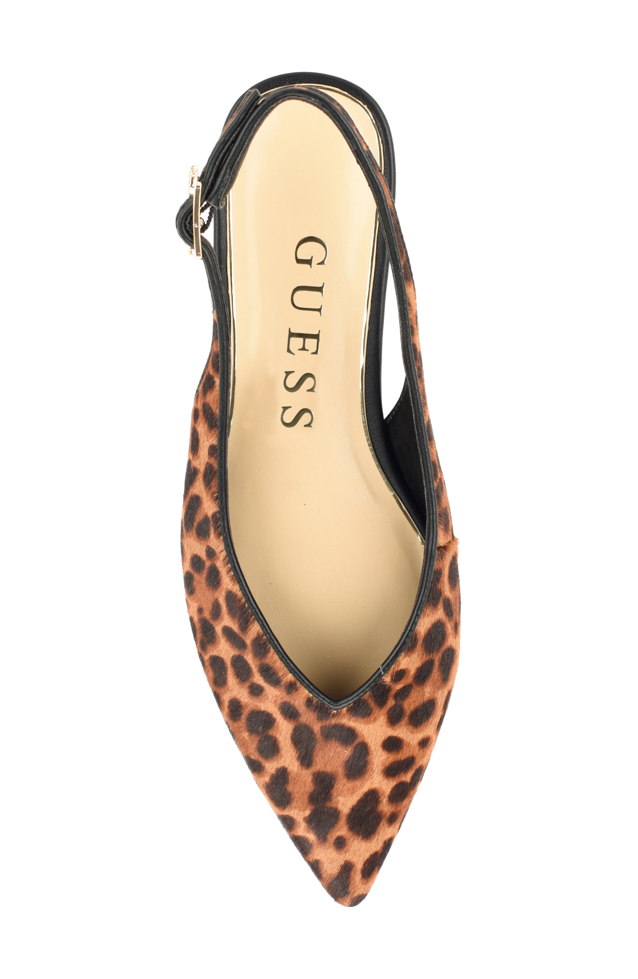 Dorazio Genuine Calf Hair Slingback Pointed Toe Flat, Alternate, color, BROWN