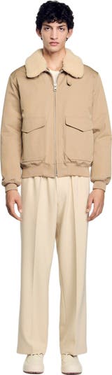 Shearling collar aviator jacket