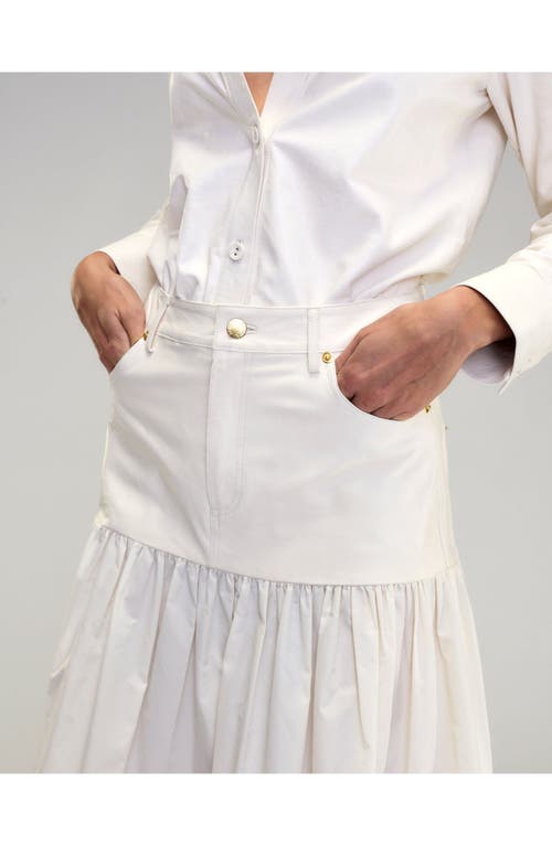 Cynthia Rowley Downtown Leather Nylon Skirt In Off_white