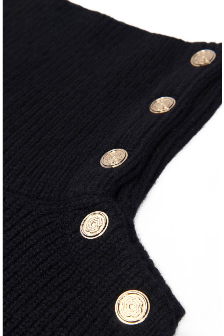 Button-up wool mix collar wrap, Alternate, color, Black
