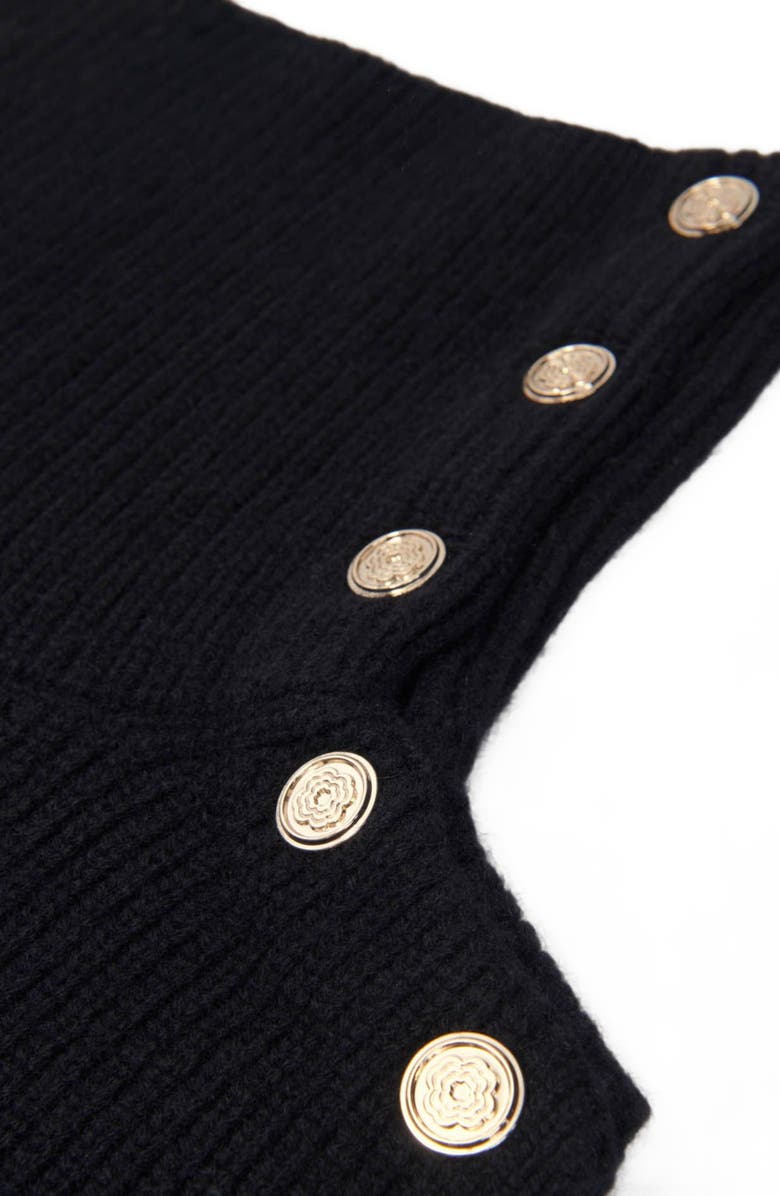 maje Button-up wool mix collar wrap, Alternate, color, Black