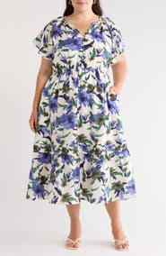 Caslon® Flutter Sleeve Tiered Dress