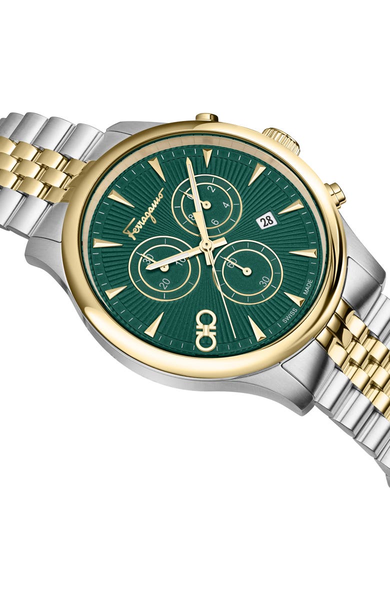 FERRAGAMO Duo Two-Tone Chronograph Bracelet Watch, 42mm, Alternate, color, Two Tone