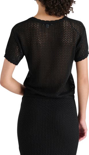 Open Stitch Short Sleeve Sweater