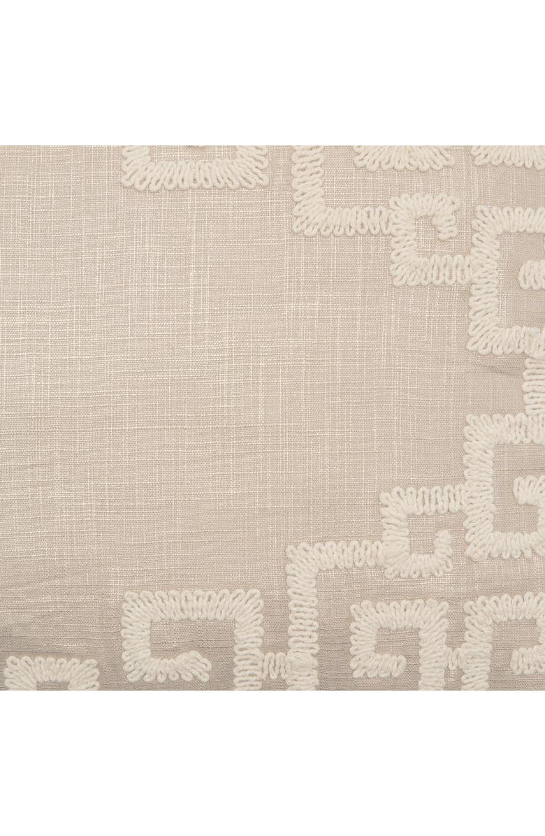 ELISABETH YORK Gaia Dimensional Greek Key Solid Natural Tan Cotton Decorative Throw Pillow, 14" x 22" With Insert, Alternate, color, Brown