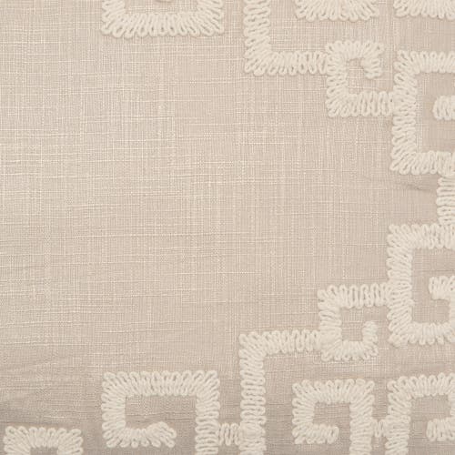 Elisabeth York Gaia Dimensional Greek Key Solid Natural Tan Cotton Decorative Throw Pillow, 14" X 22 In Brown