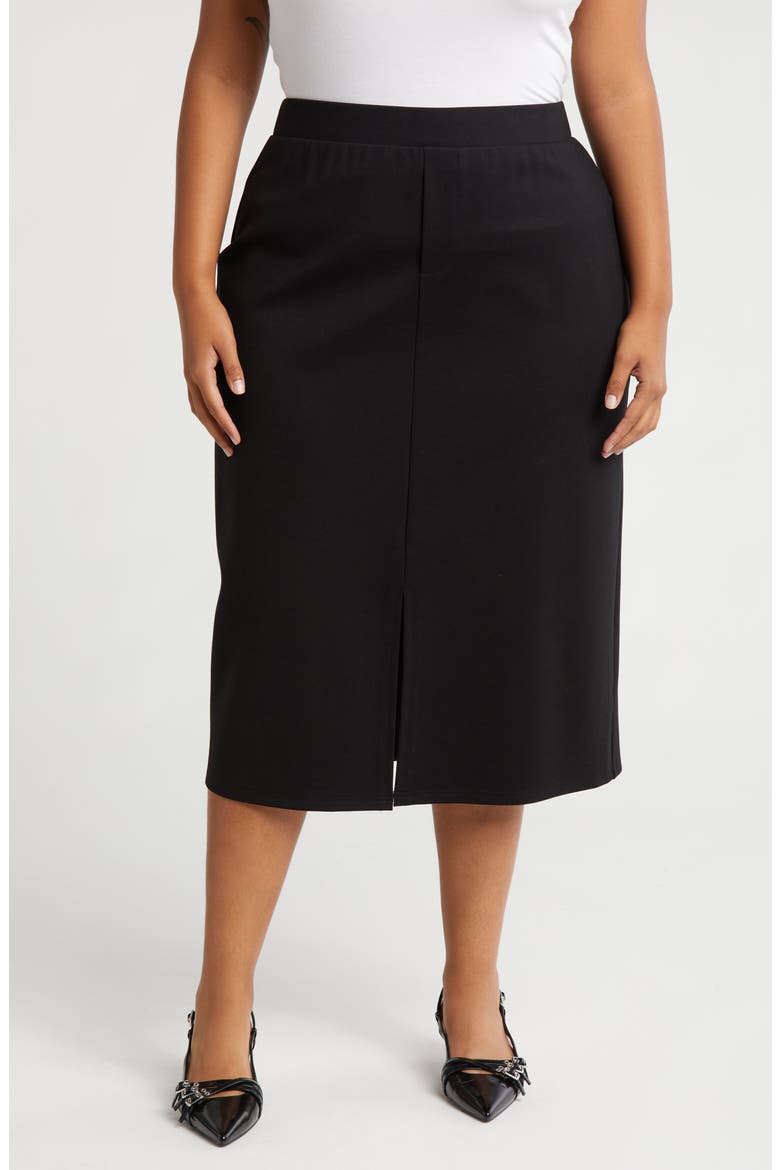 Kim Ponte Pencil Skirt, Main, color, BLACK