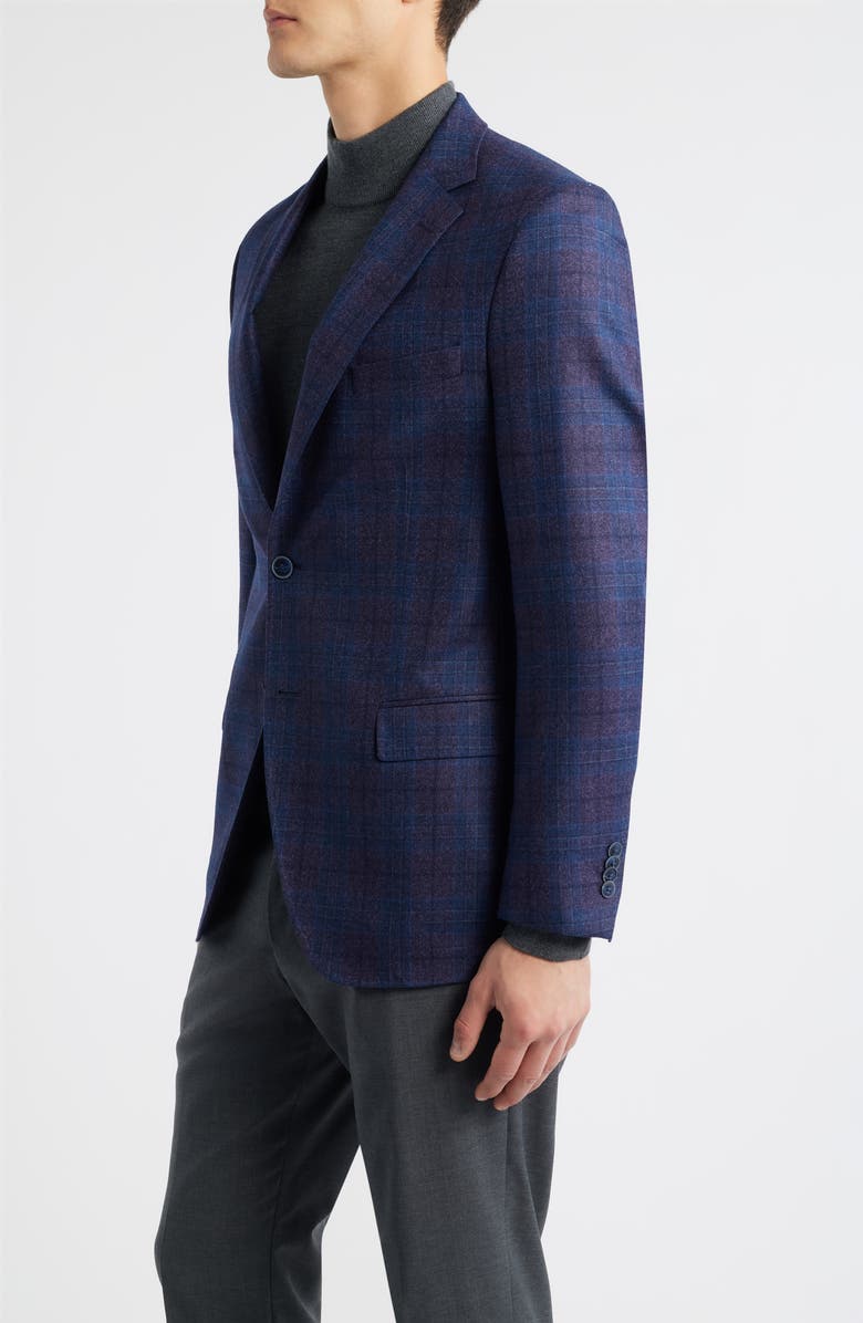 Peter Millar Hyperlight Soft Plaid Wool Sport Coat, Alternate, color, Purple
